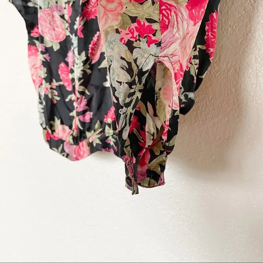 Beyond Vintage 100% Silk Floral V-Neck Top Size XS - Picture 6 of 10
